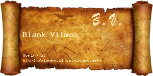 Blank Vilmos névjegykártya